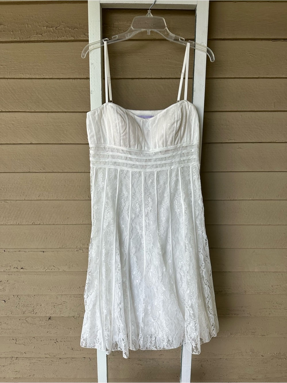 JS Collections White Lace Midi Dress with Spaghetti Straps